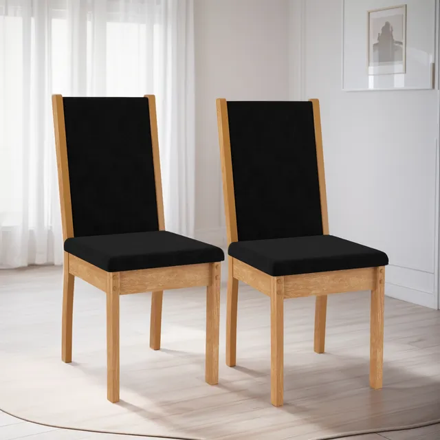 Silla Comedor Madera Rustico Doble Tapizado Tela Hogar X2