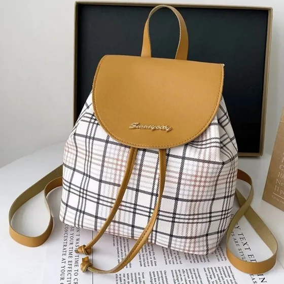 Mini Mochila Pequeña Urbana Tendencia Cuadrille Escocesa