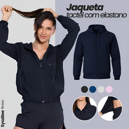 Jaqueta Feminina Corta Vento Elastano Leve Academia Forrada