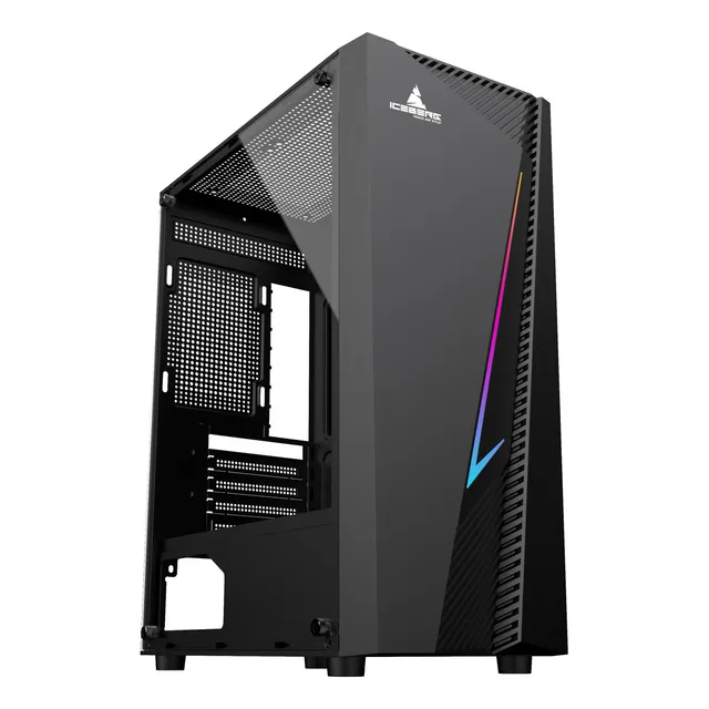Chasis Gabinete Caja Gamer Iceberg Flux Elite Argb 1 Fan Color Negro