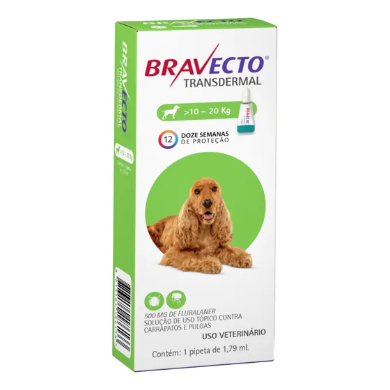 Antipulgas Bravecto Transdermal Cães 10 A 20kg - 500mg