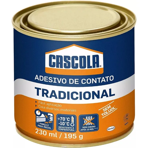 Adesivo Cola De Contato Sapateiro Colar Madeira Couro Tênis Sem Toluol 195g Cascola
