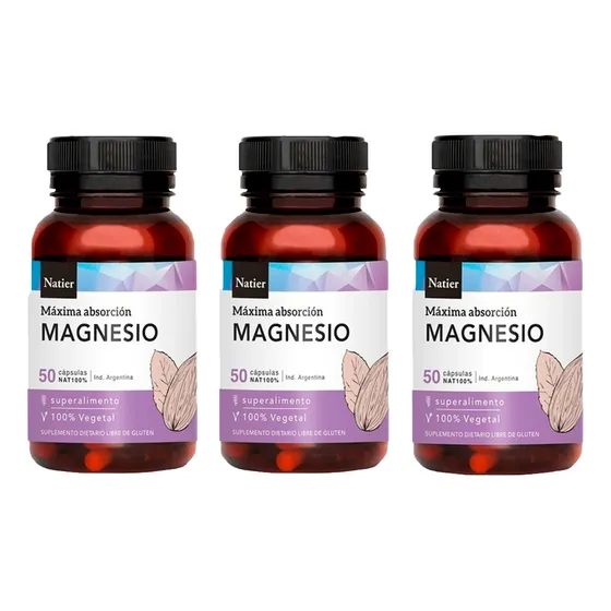 Combo X3 Natier Suplemento Citrato De Magnesio X 50 Cápsulas