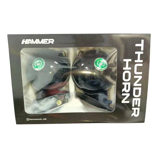 Corneta Claxon Thunder Negro 12v Hammer