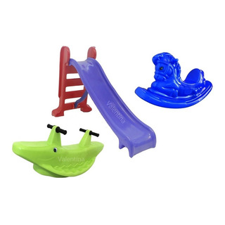 Kit Infantil Escorregador Com Gangorra 2 Lugares E Cavalo Kit Infantil Escorregador Com Gangorra 2 Lugares E Cavalo