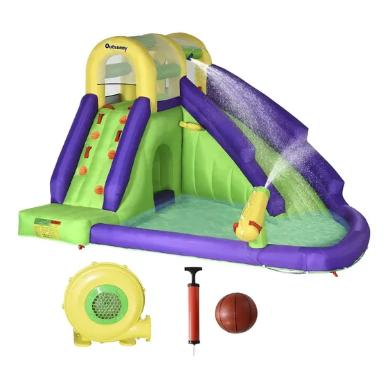 Outsunny Tobogan Acuatico Inflable 5 1 Casa Rebote Para