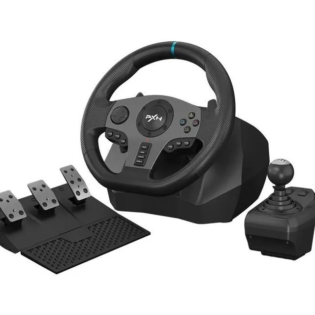 Volante Simulador Palanca Y Pedales Pxn V9 Ps4 Xbox One Pc Color Negro