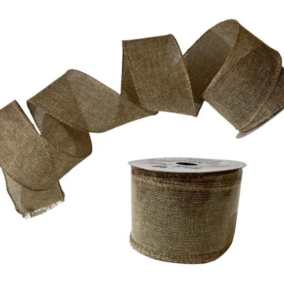 Fita Aramada 6cm X 9m Marrom Natural Lisa