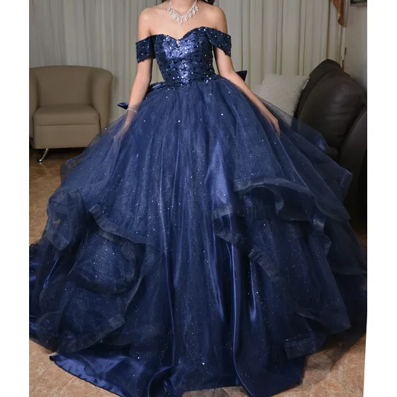 Vestido De Quince Años Azul Marino Quinceañera Usado