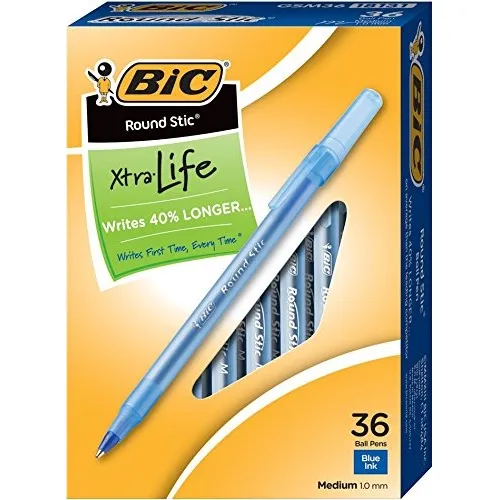 Lapiceras Bic Round Stic Xtra Life 1.0mm Azul X 36 Un