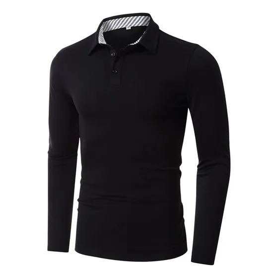 Camiseta Piqué Hombre Manga Larga Calidad Slim Fit