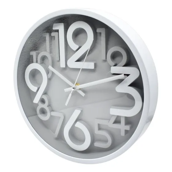 Reloj De Pared Interior Silencioso Para Colgar Borde Blanco Gris