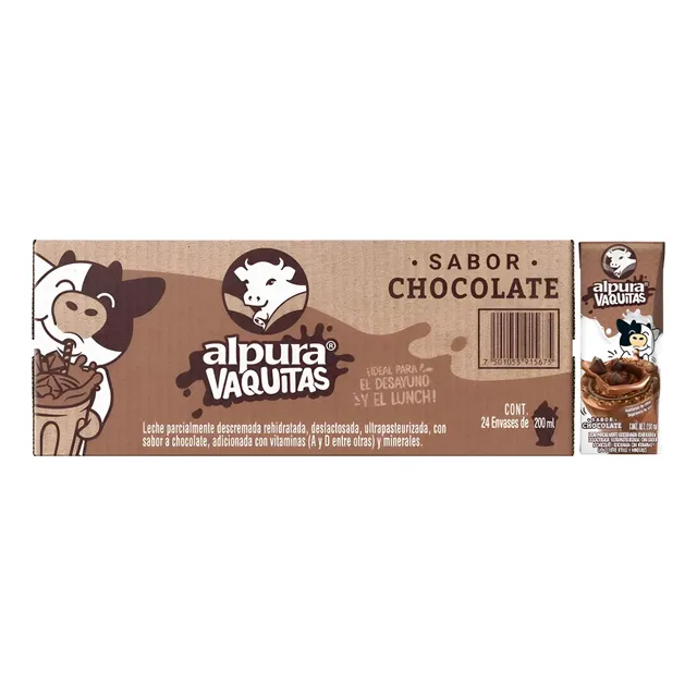 Alpura Leche Sabor A Chocolate Pack X 24 Vaquitas 200ml C/u