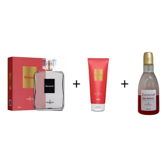 Kit Perfume 100ml Baraccat + Hidratante + Óleo Bifásico