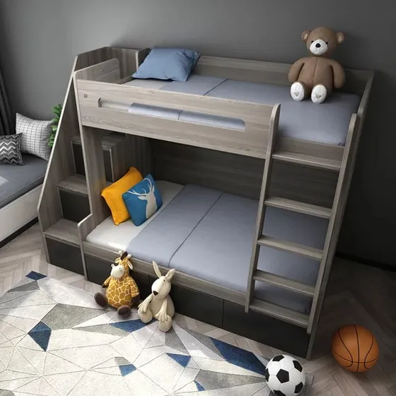 Cama Litera Moderna Madera Maciza Alta Gama 
