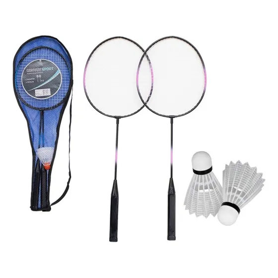 Kit Badminton Completo 2 Raquetes 2 Petecas Bolsa Raqueteira Cor Preto