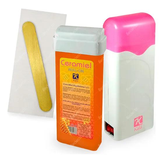 Combo Cera Depilatoria Roll-on, Calentador Roll On Y Lienzos