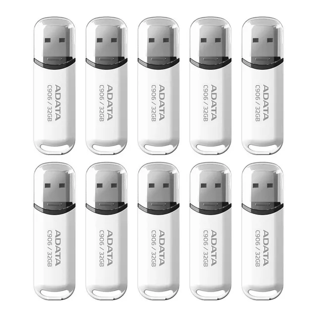 Kit 10 Memorias Usb Adata C906 32gb 2.0 Blanco Ac906-32g-rwh