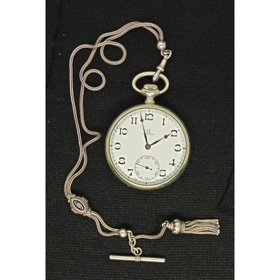 Reloj Antiguo Bolsillo Omega Funcionando Plateado