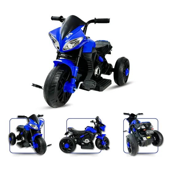 Mini Moto Elétrica Infantil 6v Azul Com Sons Unitoys 3+ Anos Voltagem Do Carregador 110v/220v