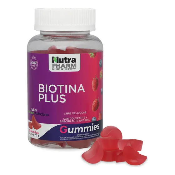 Biotina Plus Gomitas Gummies X 60 Nutrapharm. Agronewen Sabor Frambuesa Arandano