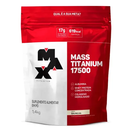Hipercalórico 1,4kg Mass Titanium Max Titanium Sabor Baunilha Energia e Ganho Muscular