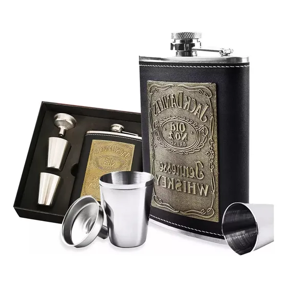 Set Licorera De Bolsillo 8 Oz,anfora Rocker Acero Inoxidable