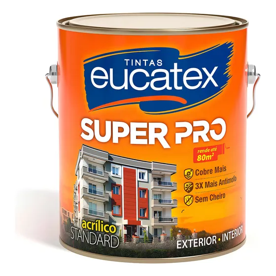 Tinta Parede Acrílico Fosco Super Pro Eucatex 3,6l Antimofo Cor Branco