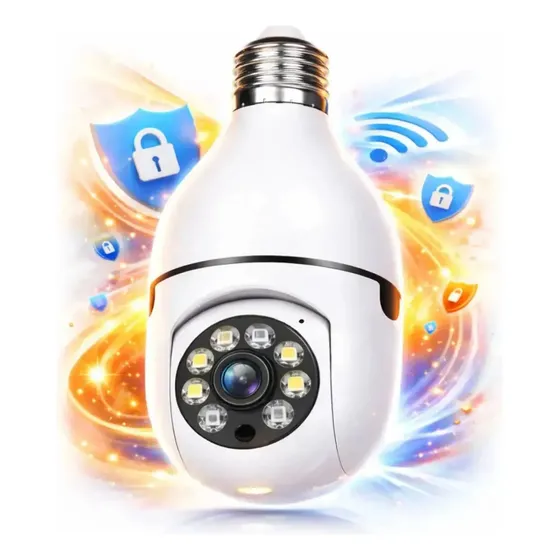 Câmera de Segurança Lâmpada Kapbom Wi-Fi 360° Full HD Visão Noturna Sensor Movimento