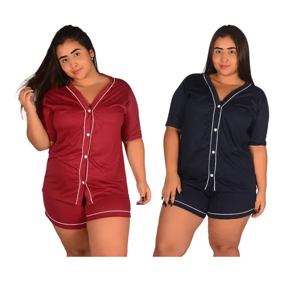 Kit 2 Pijama Americano Plus Size Curto Roupa Dormir Feminina