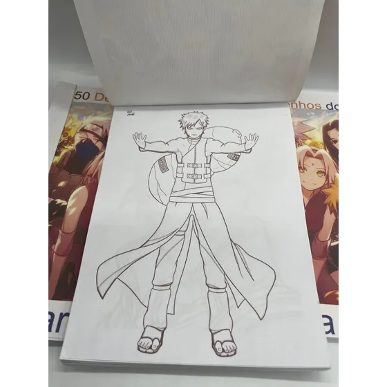 Livro Infantil De Colorir Com 50 Desenhos Do Naruto E Amigos Use Giz, Canetinha Ou Lápis De Cor