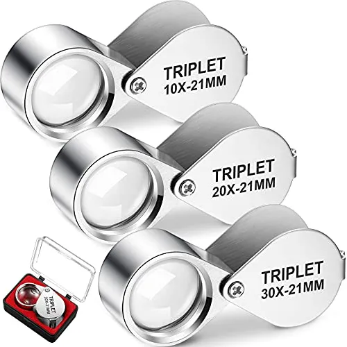 Lupas Bolsillo Ojos Joyeria 10x 20x 30x 21mm 3 Unidades