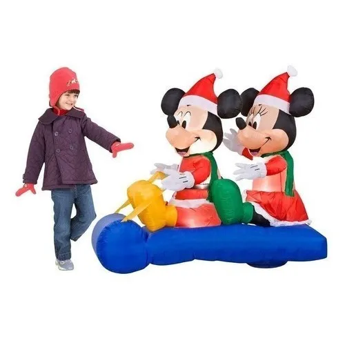 Inflable Iluminable De Navidad Mickey Y Minnie Mouse