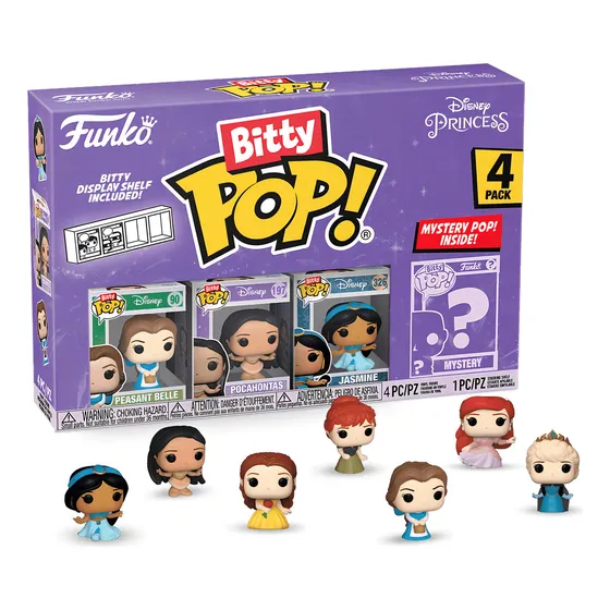 ¡Funko Bitty Pop! Disney Belle Pocahontas Jasmine + Surprise