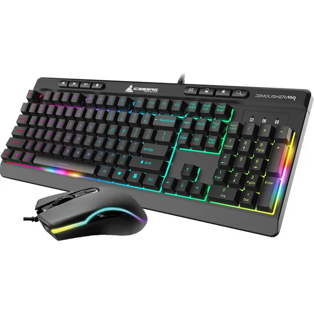 Combo Teclado Y Mouse Gamer Iceberg Demolisher Mk1 Rgb Mouse Negro Teclado Negro