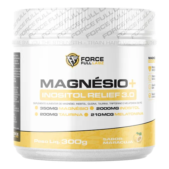 Magnésio Com Glicina, Inositol, Triptofano, Melatonina Relief 3.0 100% Natural Sabor Maracujá 300g, 60 Porções Importado