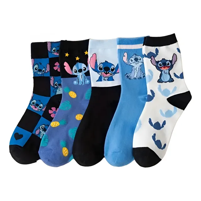 5 Pares De Calcetines Dibujos Animados Disney Stitch