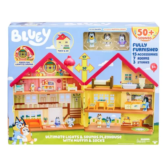 Casa Bluey Con Luces Sonidos Y Accesorios Muffin Y Socks