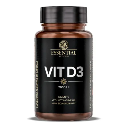 Vitamina D3 2000ui + Mct (120 Softgel) - Essential Nutrition Sabor Sem sabor