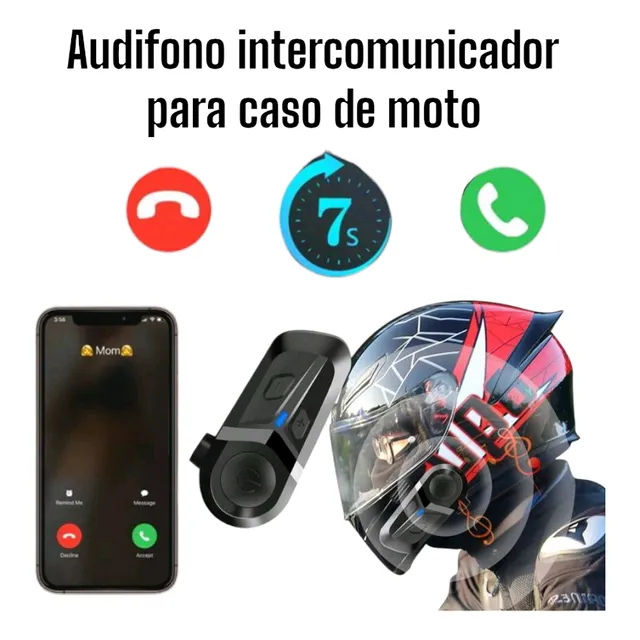 Intercomunicador Micrófono Y Audífonos Bluetooth Moto Casco