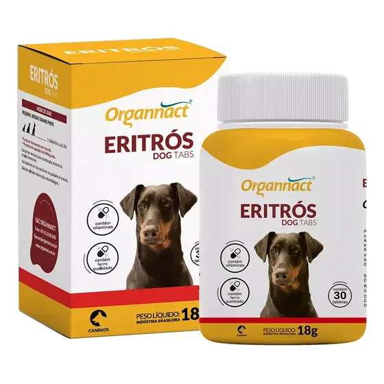 Eritros Dog Tabs 18g 30 Comprimidos Organnact Vitamina Ferro
