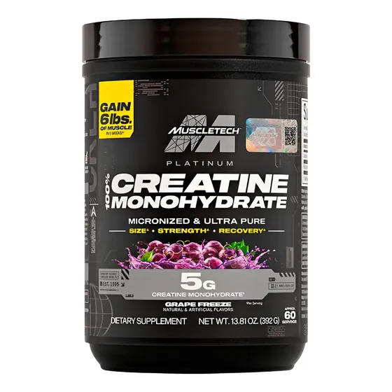 Creatina Platinum Monohidratada Con Sabor 400 Gr Muscletech Grape Freeze