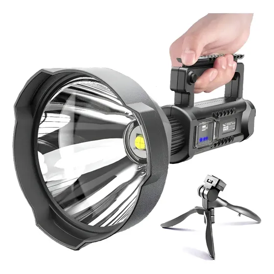 Linterna Foco Largo Alcance Maxwell Ultra Bright Recargable Usb trípode con luz Blanca