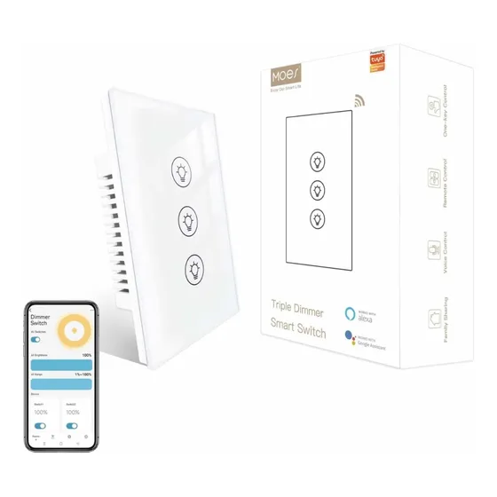 Apagador Inteligente Dimmer Zigbee 3 Botones Alexa Y Google