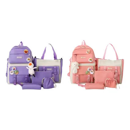 Set Bolso Morral Set 5 En 1 Niña Dama Escolar Universitario
