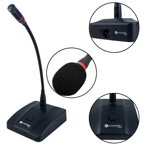 Microfone Kadosh Gooseneck De Mesa Com Base K-353 60 Cm