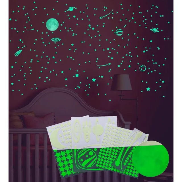 Combo - Adesivos Que Brilham No Escuro - Space + 200 + Lua