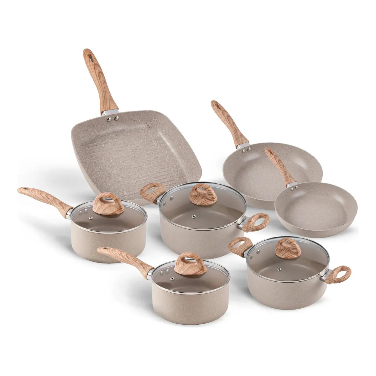 Jogo de panelas Ceramic Life Smart Plus Areia