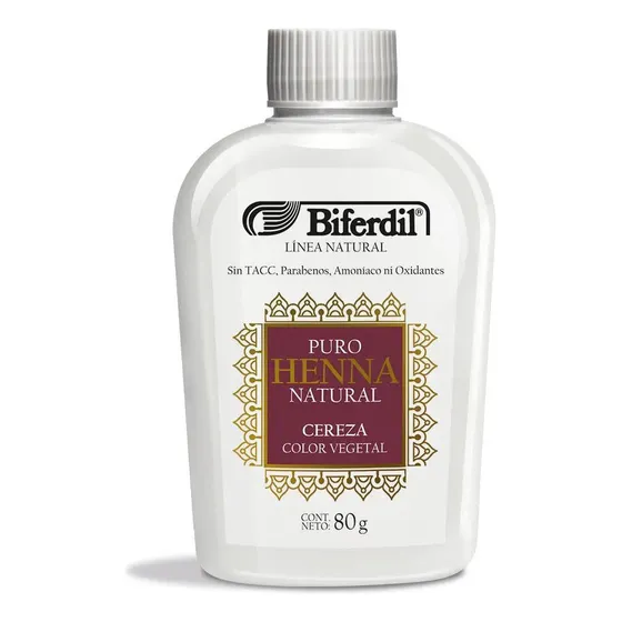 Biferdil Henna Natural en Polvo Coloracion Color Vegetal 80g Tono Cereza