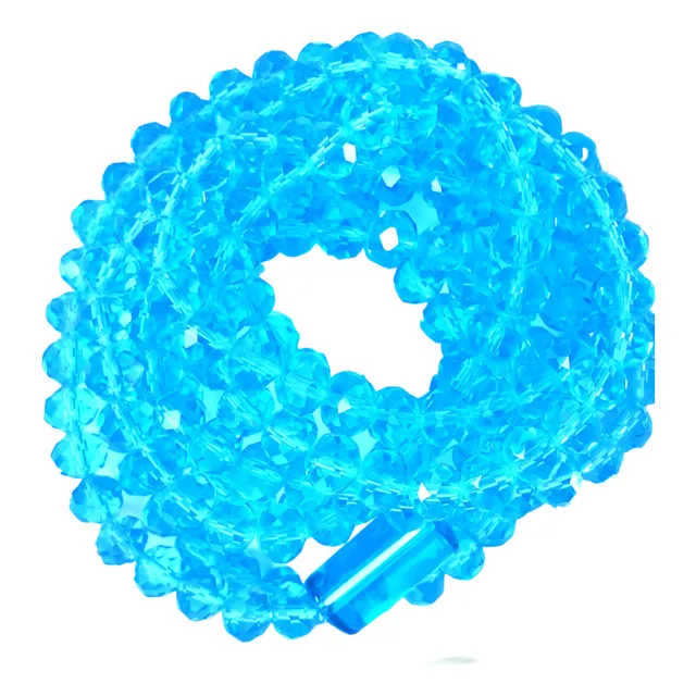 Fio De Conta Yemanjá Azul Claro Guia Iemanjá Cristal 8 Mm